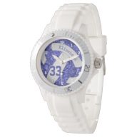 girly blue white custom sports volleyball watch