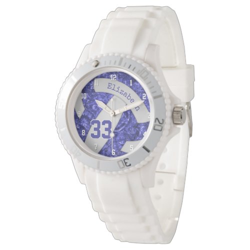 girly blue white custom sports volleyball watch