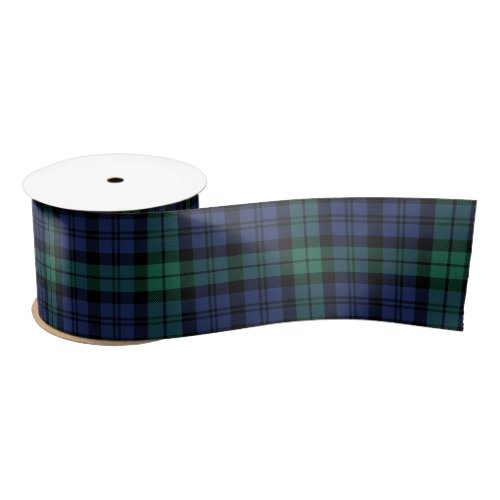 Green and Blue Black Watch Tartan Plaid Holiday Satin Ribbon