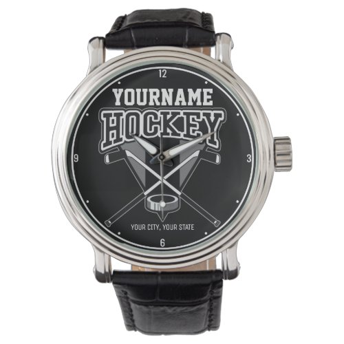 Personalized NAME Hockey Player Stick Puck Team Watch
