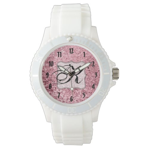 Personalized Wrist Watch Rose Gold Glitter