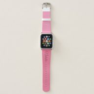 pink solid color monogrammed  apple watch band