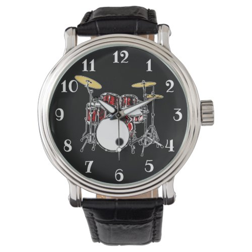 Rock &amp; Roll Drum Kit Drummer Musician Drumming Watch