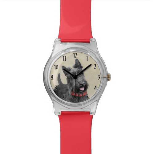 Scottish Terrier Painting – Cute Original Dog Art Watch