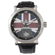 Vintage British Flag &amp; Big Ben, London, UK /sports Watch