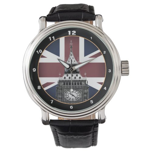 Vintage British Flag &amp; Big Ben, London, UK /sports Watch