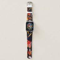 Wine themes in the style of cubism. Bottles, glass Apple Watch Band