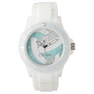 girly aqua gray personalized volleyball watch