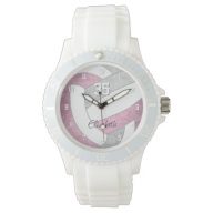 girly dusty pink gray personalized volleyball watch
