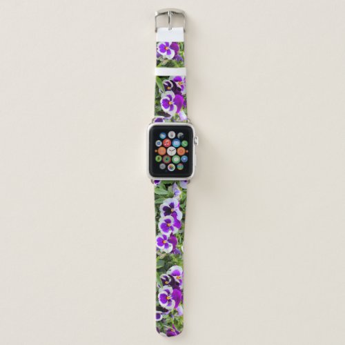 Purple White Pansy Apple Watch Band