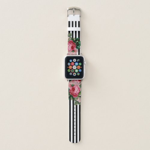 Stripes and Floral Apple Watch Band