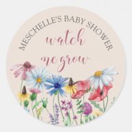 Watch me Grow Country Wildflower Baby Shower Classic Round Sticker