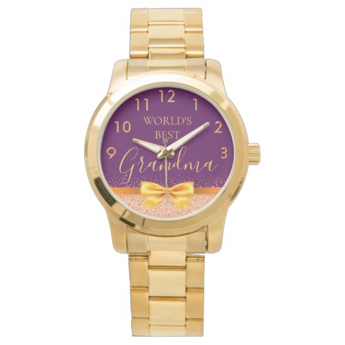 Grandmother World's best grandma purple rose gold Watch