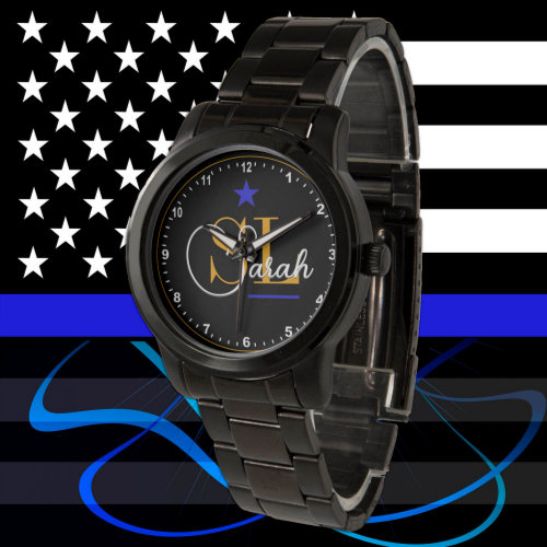 Thin Blue Line – Monogrammed Name &amp; Signature Watch