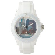 USA, Massachusetts. Boston Waterfront Skyline Watch