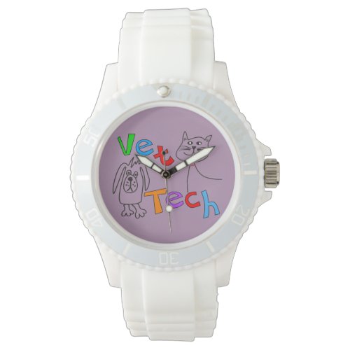 Vet Tech Watch Cat and Dog Design Purple