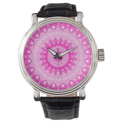 beautiful elegant pink rose mandala watch