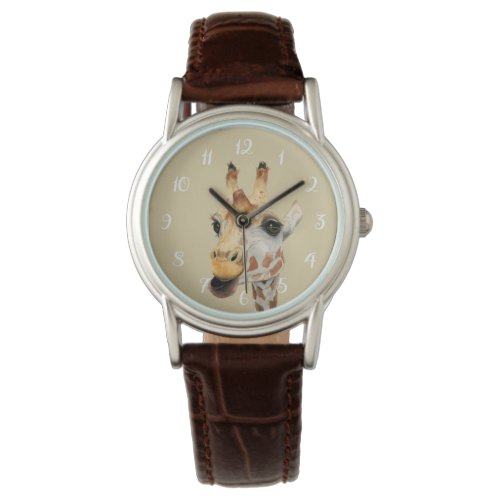 "Chew" Giraffe Watercolor Painting Wrist Watch