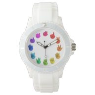 Color wheel asl sign language numbers wristwatch