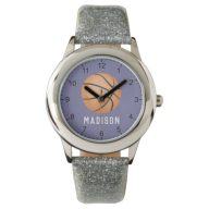 Girls Cute Purple Sports Basketball Kids Watch