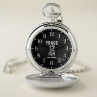 GRADE 12 ISH COOL 12TH FUNNY CUTE WHITE TEXT POCKET WATCH