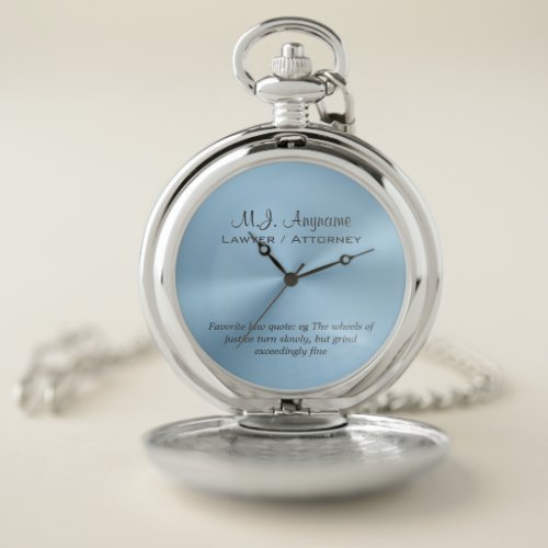 Lawyer / Attorney luxury ice blue metal effect Pocket Watch