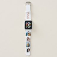 Personalized Name and 4 Photo Collage Rust Apple Watch Band