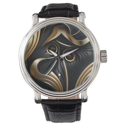 Black and gold modern pattern watch