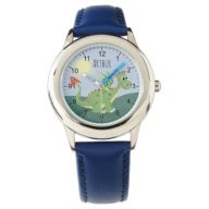 Boys Cute Green Dragon Cartoon with Name Kids Watch