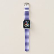 Modern Blue Gingham Pattern Apple Watch Band