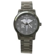 Precious Medical Silver Caduceus Registered Nurse Watch
