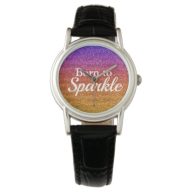 Purple Orange Glitter Born to Sparkle Luxury Watch