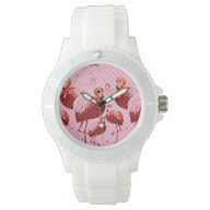 Watercolour Flamingo Pattern Watch