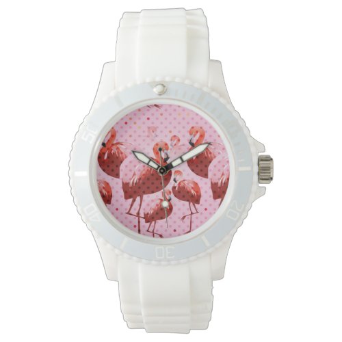 Watercolour Flamingo Pattern Watch