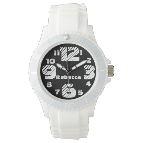 Chunky Numbers Black and White Watch