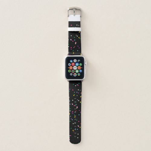 Cute &amp; Chic Colorful Confetti on Black Pattern Apple Watch Band