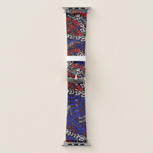 Dazzling Belize Flag Colors Patriotic Apple Watch Band