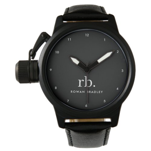 Monogram Classic Elegant Minimal Black and White Watch