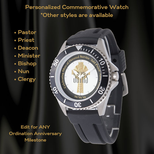 Priest Gift Ordination Anniversary Sporty Custom Wristwatch
