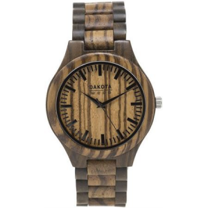Dakota 2638 Zebrawood Dial Watch with Zebrawood and Ebony Wood Case