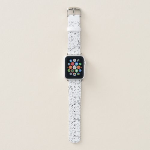 Black and White Hearts Apple Watch Band