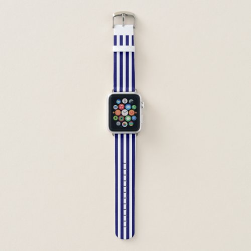 Navy blue and white candy stripes apple watch band