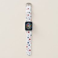 Patriotic Stars in Red White and Blue Pattern Apple Watch Band