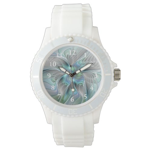 Abstract Blue Green Butterfly Fantasy Fractal Art Watch