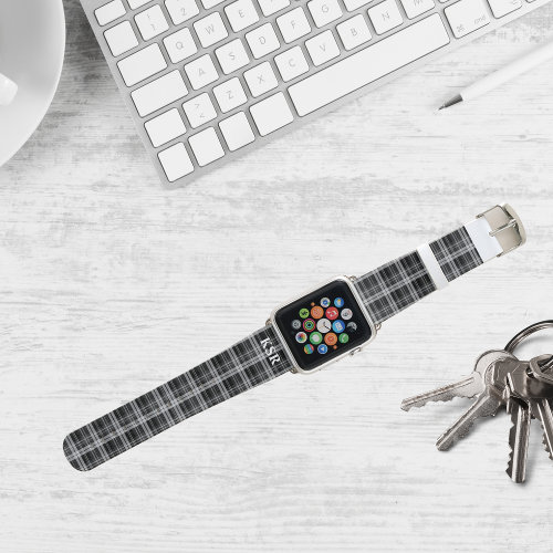 Black and White Monogram  Apple Watch Band