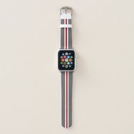 Bright Red Gray &amp; White Striped Apple Watch Band