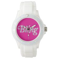 Faux diamond on pink Bling design Watch