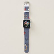 Seamless love pattern wit hand drawn wedding ring, apple watch band