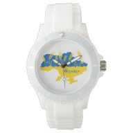 Ukraine typography and wheat ear on Ukrainian flag Watch