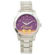 Aunt purple World's best gold rose gold Watch
